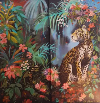 Moon Jaguar, mural by DiArsanima
